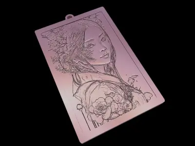 JAPANES ART KEYCHAIN - ORIENTAL WOMAN Free 3D print model