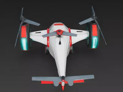 Sci-Fi Weathered Hybrid VTOL Drone 3D Model Low-poly 3D model