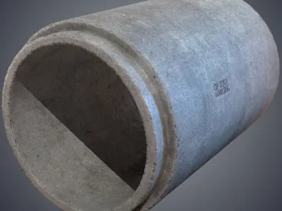Concrete industrial pipes Low-poly 3D model