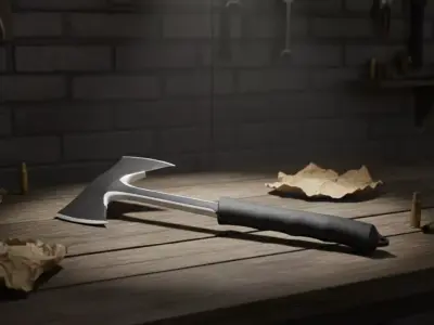 Viking axe Low-poly 3D model 34