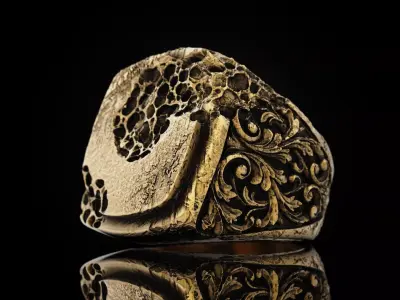 Ruinism Series Weathered Ancient Artifact Mens Ring 3D print model