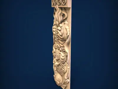Carved panel painting STL 3D print model 6