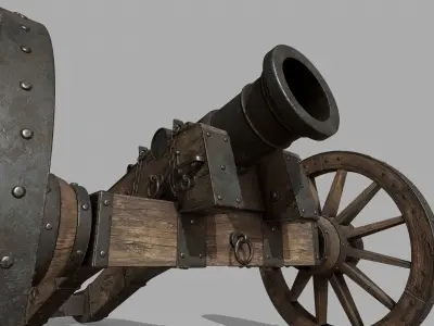 Cannon Bigger Howitzer Low-poly 3D model