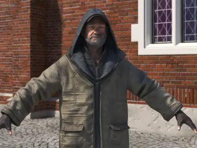  Homeless Old Man A-Pose 