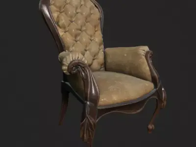 Dirty Old Antique Chair Low-poly 3D model