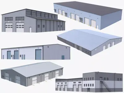 6 Industrial Buildings Collection 3D Model Pack