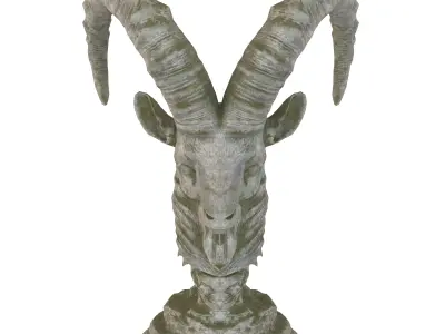 Goat bust stone statue Low-poly 3D model
