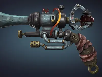 Steampunk pistol Low-poly 3D model