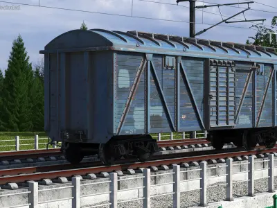 Cargo Wagon Blue 3D model