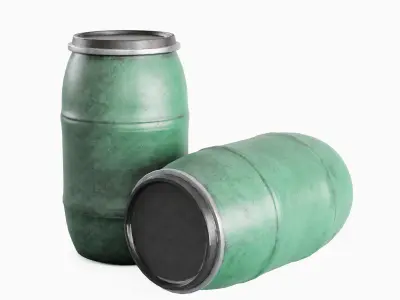 Dirty Plastic Barrel 03 Low-poly 3D model