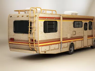 Classic Motorhome 1986 Aged Low-poly 3D model