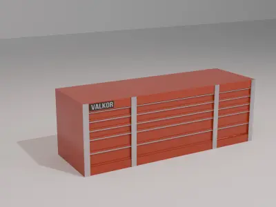 low poly 73 in Red Top Chest Toolbox Tool Storage Cabinet Free 3D model