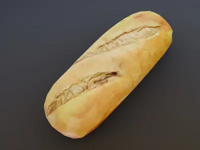 Fresh small bread Low-poly 3D model