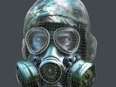 Gas mask helmet 3d model military combat Low-poly Low-poly Low-poly 3D model