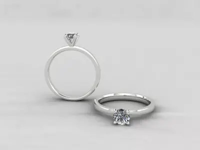 Solitaire Tappered Shank Engagement Ring 5mm Center Stone Size 7 3D print model