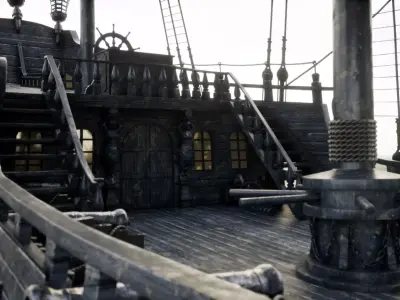 Black Pearl Ship Low-poly 3D model