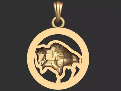 Wild Bull Pendant 3D model