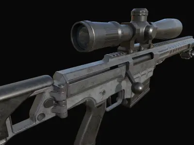 Barrett MRAD Sniper Rifle Low Poly for Games Low-poly 3D model