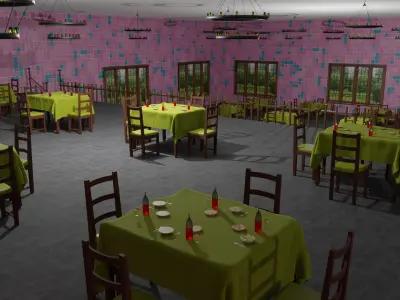 Restaurant  Low-poly 3D model buy