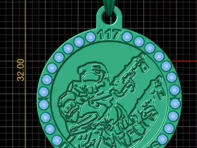 Diamond Halo Protect US Soldier Military Tribute Pendant 3D print model