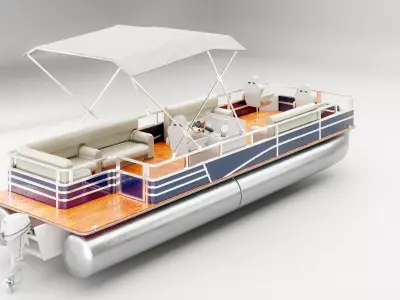 Pontoon Boat Low-poly 3D model