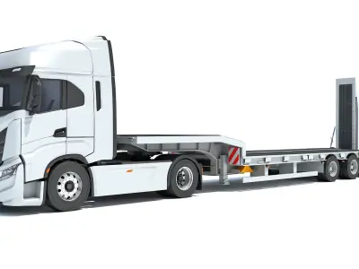 Truck with Platform Trailer 3D model