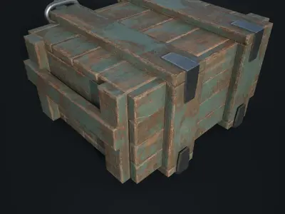 small wooden army box Low-poly 3D model