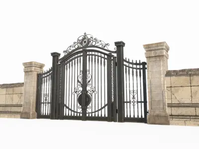 Classical style park iron gate 3D model