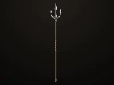  Trident 03 Silver All PBR Unity UE Textures Included Low-poly 3D model