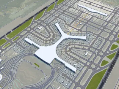 Kunming Changshui International Airport 10km Low-poly 3D model