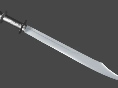 Falchion sword with Khora handle Low-poly 3D model