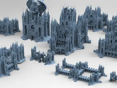 Ancient temple Stone temples Full Kit bash 3D model