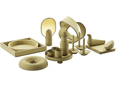 Living contemporary nature accessories decor set  3D model