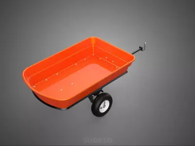 POLY BED TOW TRAILER CARGO CART WAGON TRACTOR LAWN MOWER GARDEN 3D model