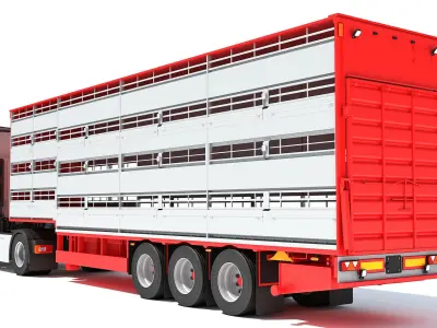 Animal Transporter Truck and Trailer 3D model