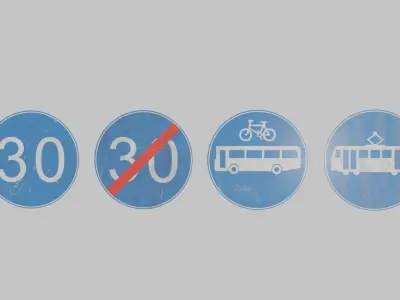 UK Traffic Signs - Positive Instruction Signs Low-poly 3D model