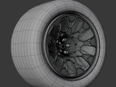 Custom wheel with racing tires 3D model