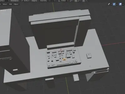 retro pc setup Low-poly 3D model