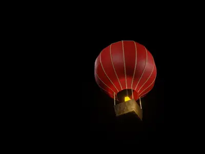 Hot Air Balloon Low-poly 3D model 12