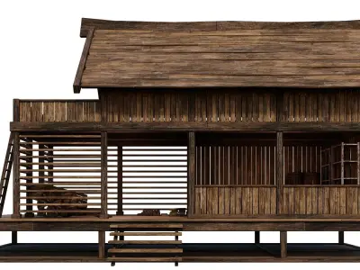 Old Wooden Shed Building House 4K Textures GameReady 80 Low-poly 3D model