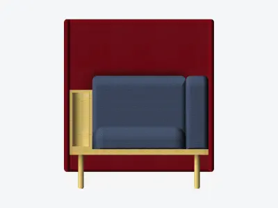 Sofa - Contemporary - Flame - Chair - Armrest Shelf - Left Low-poly 3D model