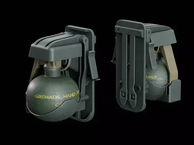 M67 Grenade with ACS Trigger Pouch Low-poly 3D model