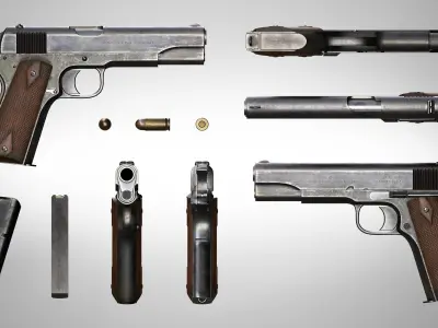 Colt M1911 Gun - Realistic 1911 Pistol Low-poly 3D model