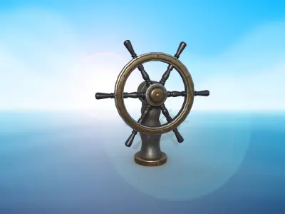 Vessel Wheel for sea ship and bell PBR game ready Low-poly 3D model purchase