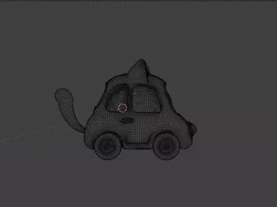 Cute Cartoon Cat Car 3D Model  Stylized Toy Vehicle for Kids  3D model