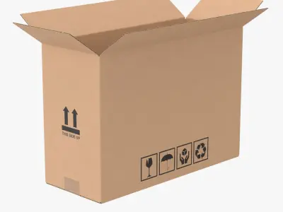 Cardboard Box 50x20x35 Half Open 3D model