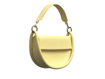 Yellow Leather Flap Bag 3D model