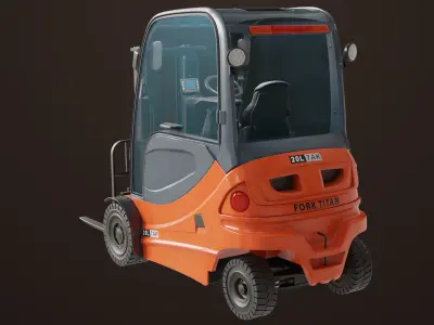 Forklift Truck 01 Orange All PBR Unity UE Textures Low-poly 3D model