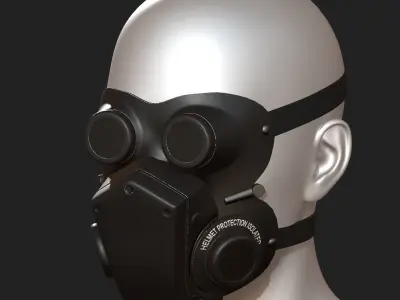 Mask helmet protection isolated scifi military  Low-poly 3D model