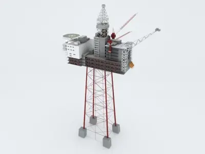 Ringhorne Offshore Oil platform Low-poly 3D model